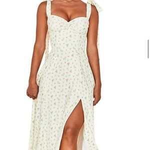 HOUSE OF CB ALICIA FLORAL MIDI DRESS YELLOW